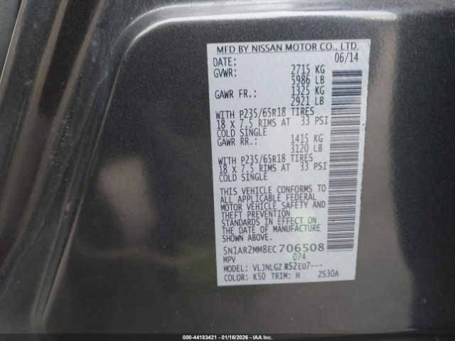 2014 NISSAN PATHFINDER 5N1AR2MM8EC706508 Photo 8
