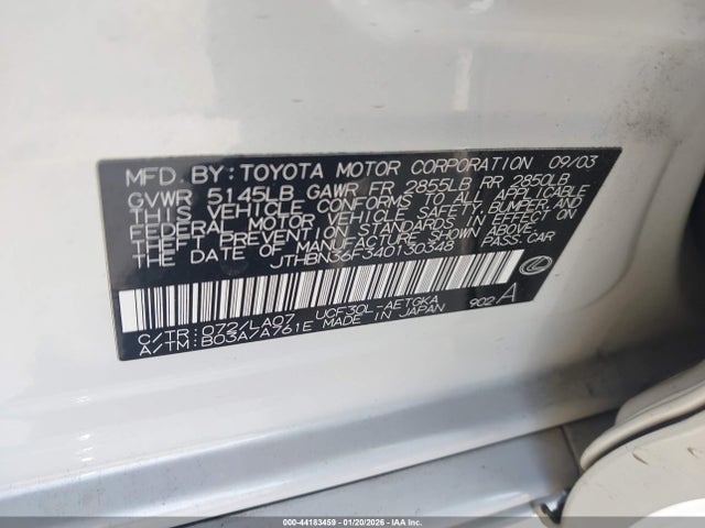 Aukcja sprzedaży 2004 Lexus Ls 430, vin: JTHBN36F340130348, numer aukcji: 44183459