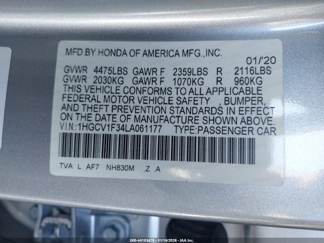 1HGCV1F34LA061177 Honda Accord Sport