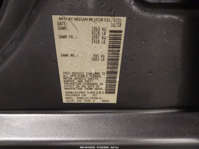 2019 NISSAN ALTIMA 1N4BL4CV9KC140585 Photo 8