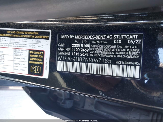 W1KAF4HB7NR067185 Mercedes-Benz C 300 4matic