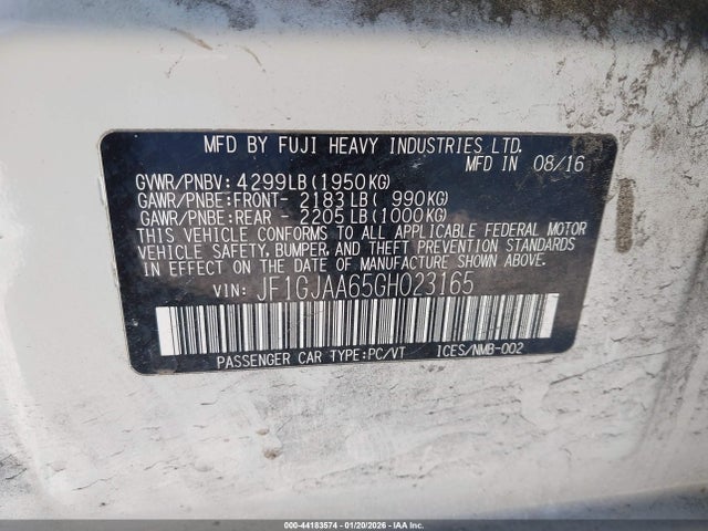 JF1GJAA65GH023165 Subaru Impreza 2.0i