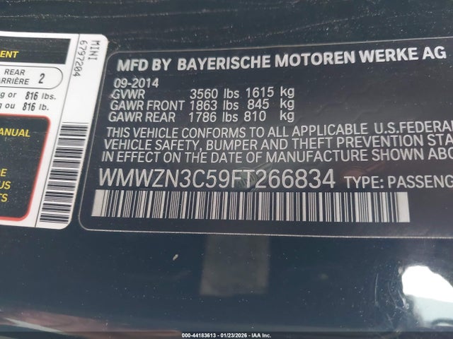 2015 MINI CONVERTIBLE WMWZN3C59FT266834 Photo 8