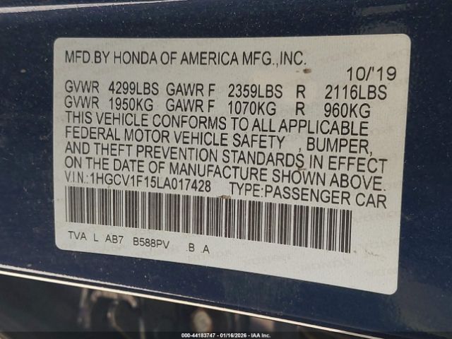 2020 HONDA ACCORD 1HGCV1F15LA017428 Photo 8
