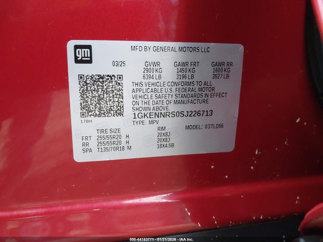 Aukcja sprzedaży 2025 Gmc Acadia Awd Elevation, vin: 1GKENNRS0SJ226713, numer aukcji: 44183771