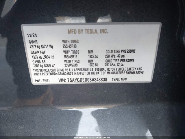 Aukcja sprzedaży 2025 Tesla Model Y Long Range Dual Motor Rear-wheel Drive, vin: 7SAYGDED0SA348838, numer aukcji: 44183783