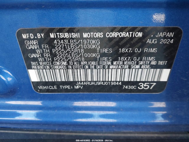 2024 MITSUBISHI OUTLANDER SPORT JA4ARUAU9RU019844 Photo 8