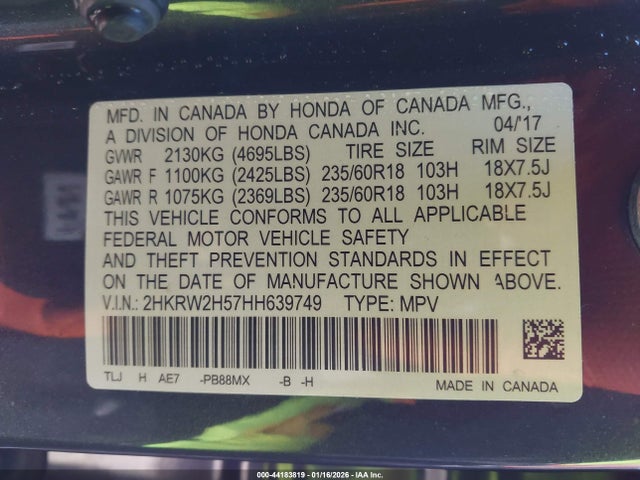 2HKRW2H57HH639749 Honda CR-V EX