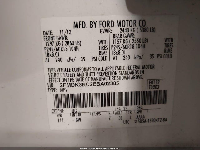 Ford Edge Limited 2014 2FMDK3KC2EBA02385 Image 9