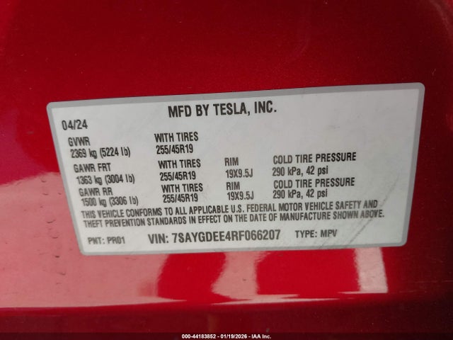 2024 TESLA MODEL Y 7SAYGDEE4RF066207 Photo 8