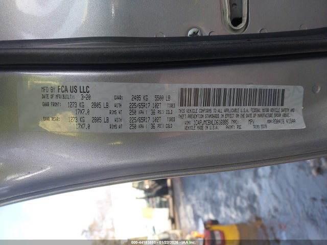 44183880 :رقم المزاد ، 1C4PJMCBXLD616995 vin ، 2020 Jeep Cherokee Latitude 4x4 مزاد بيع