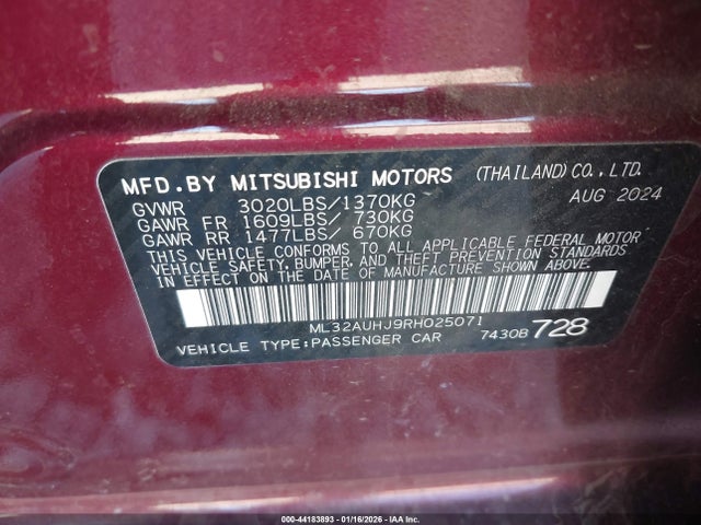 2024 MITSUBISHI MIRAGE ML32AUHJ9RH025071 Photo 8