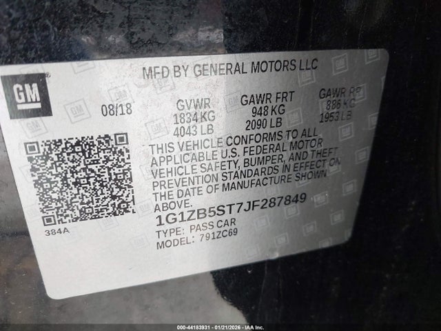 1G1ZB5ST7JF287849 Chevrolet Malibu 1ls