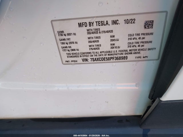 Продажа на аукционе авто 2023 Tesla Model X Dual Motor All-wheel Drive/standard Range, vin: 7SAXCDE58PF368989, номер лота: 44183954