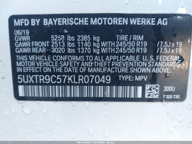 5UXTR9C57KLR07049 BMW X3 Xdrive30i