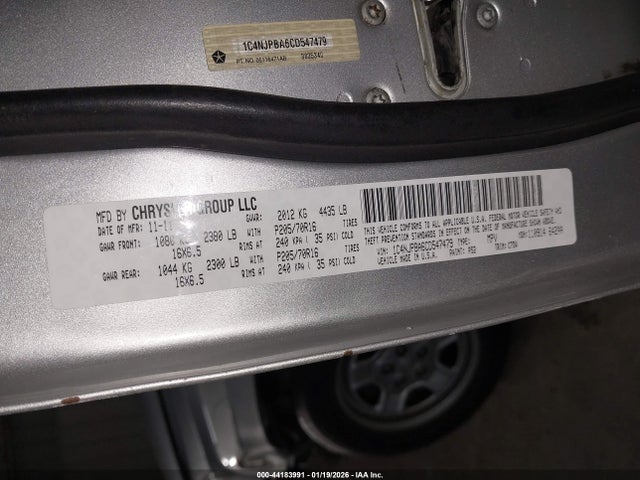 Продажа на аукционе авто 2012 Jeep Patriot Sport, vin: 1C4NJPBA6CD547479, номер лота: 44183991