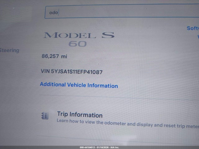 5YJSA1S11EFP41087 Tesla MODEL S