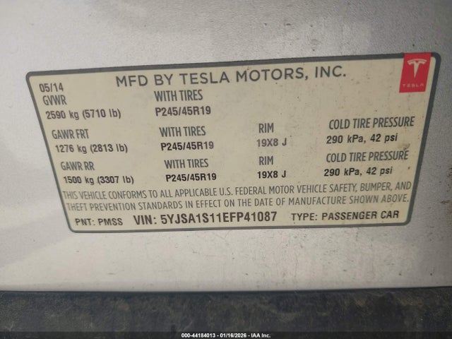 2014 TESLA MODEL S 5YJSA1S11EFP41087 Photo 8