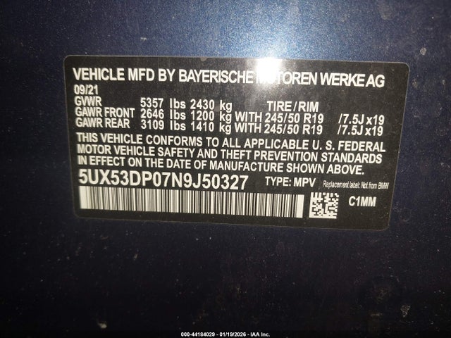 2022 BMW X3 5UX53DP07N9J50327 Photo 8