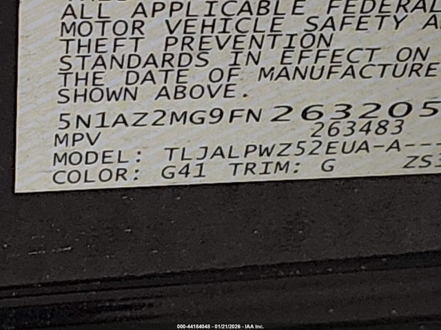 Nissan MURANO S 2015 5N1AZ2MG9FN263205 Image 9