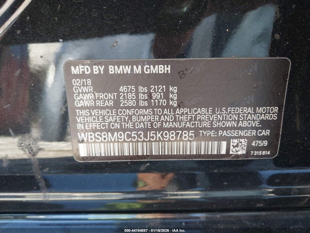 Продажа на аукционе авто 2018 Bmw M3 Cs, vin: WBS8M9C53J5K98785, номер лота: 44184057