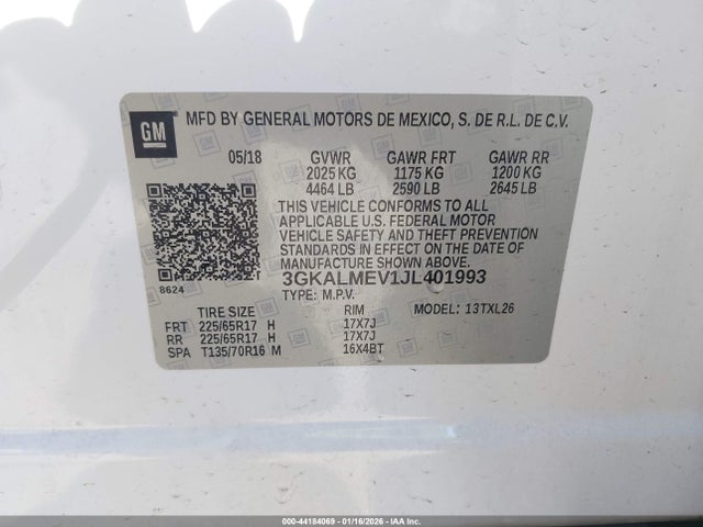 3GKALMEV1JL401993 GMC Terrain Sle