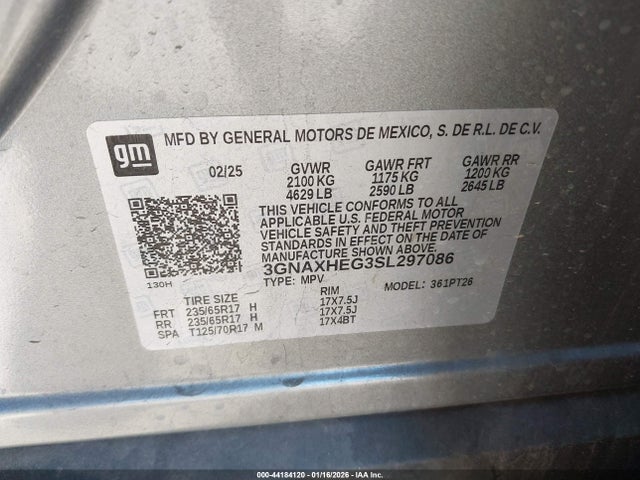 3GNAXHEG3SL297086 Chevrolet Equinox Fwd Lt