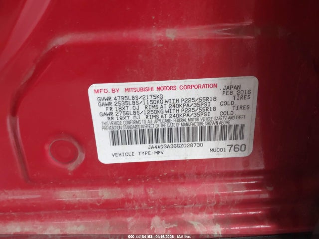 2016 MITSUBISHI OUTLANDER JA4AD3A36GZ028730 Photo 8