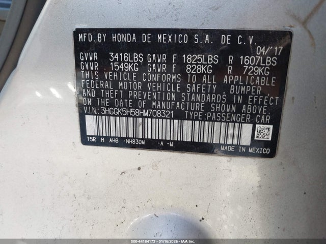 3HGGK5H58HM708321 Honda FIT LX