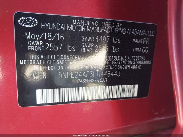 5NPE24AF3HH446443 Hyundai SONATA SE
