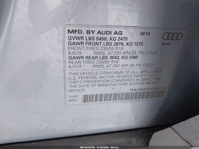 WA1ANAFY4J2200114 Audi Q5 2.0t Premium/2.0t Tech Premium