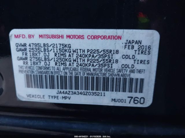 2016 MITSUBISHI OUTLANDER JA4AZ3A34GZ035211 Photo 8