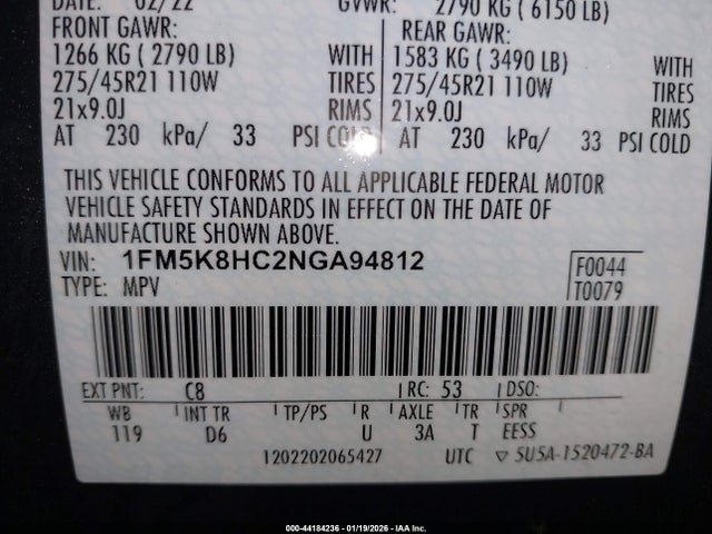 2022 FORD EXPLORER 1FM5K8HC2NGA94812 Photo 8