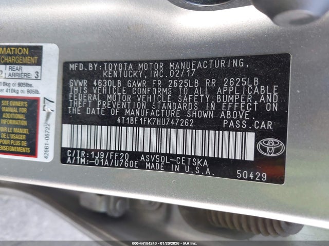 Toyota CAMRY SE 2017 4T1BF1FK7HU747262 Image 9