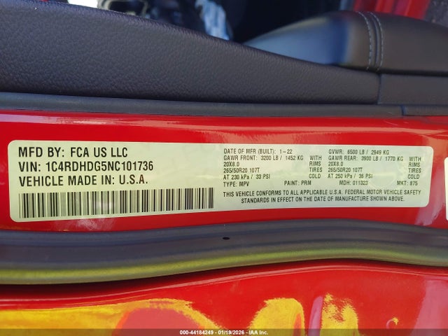 2022 DODGE DURANGO 1C4RDHDG5NC101736 Photo 8