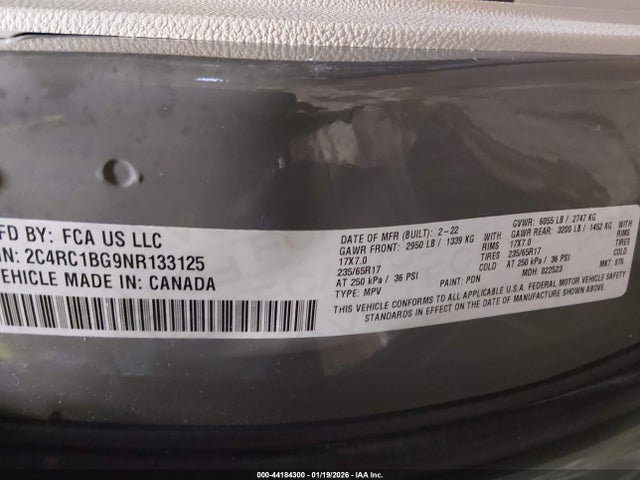 2022 CHRYSLER PACIFICA 2C4RC1BG9NR133125 Photo 8