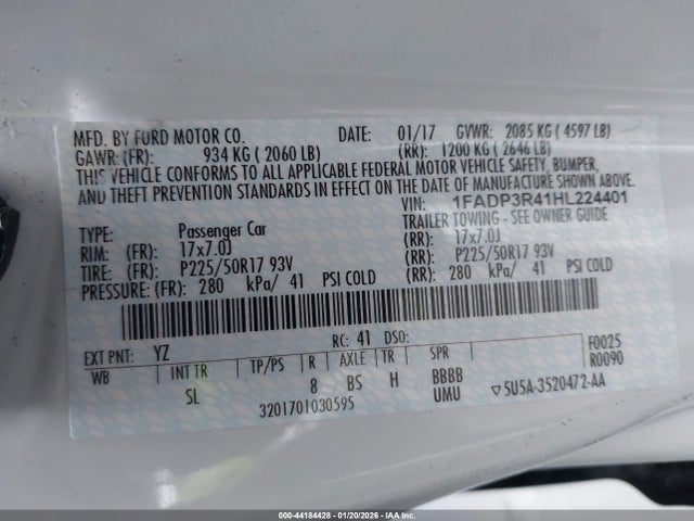 Ford FOCUS ELECTRIC 2017 1FADP3R41HL224401 Image 9