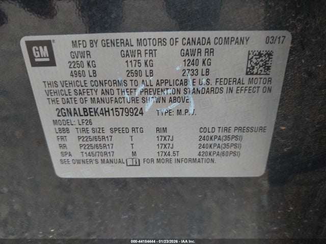 2GNALBEK4H1579924 Chevrolet EQUINOX LS