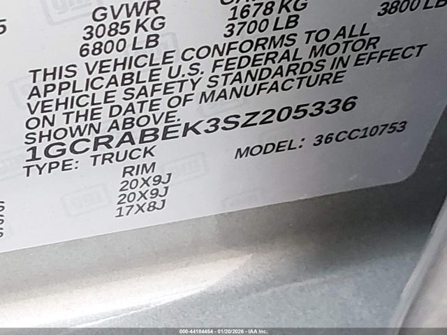 1GCRABEK3SZ205336 Chevrolet Silverado 1500 2wd Standard Bed Custom