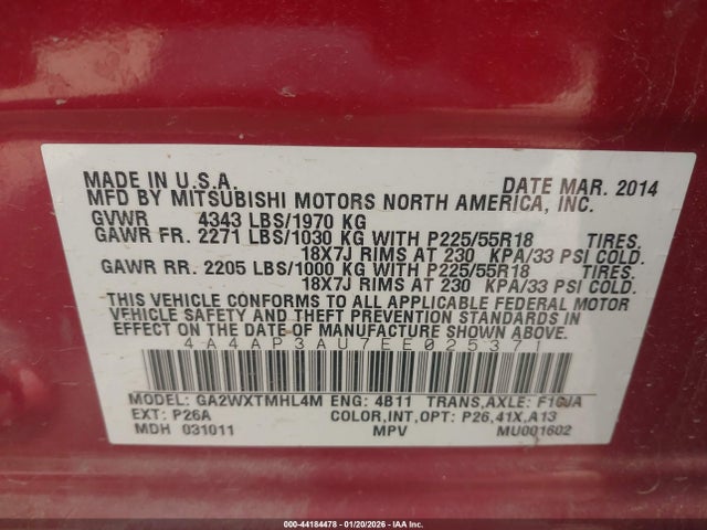 2014 MITSUBISHI OUTLANDER SPORT 4A4AP3AU7EE025371 Photo 8