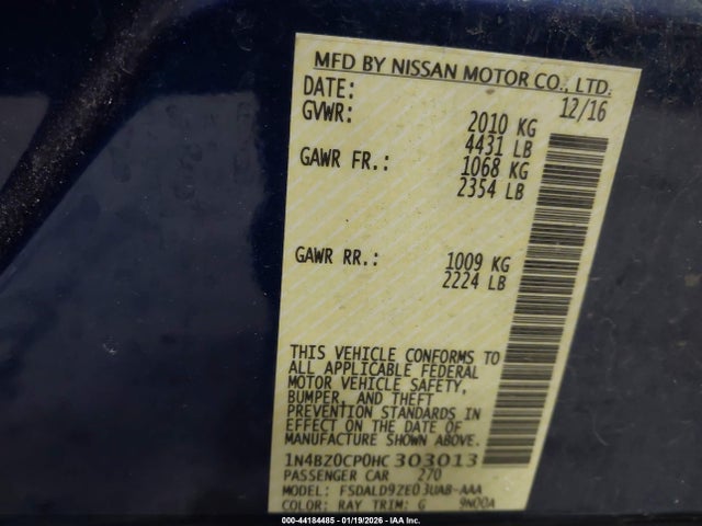 1N4BZ0CP0HC303013 Nissan LEAF SV