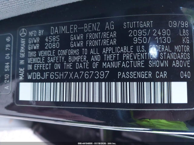 1999 MERCEDES-BENZ E 320 WDBJF65H7XA767397 Photo 8