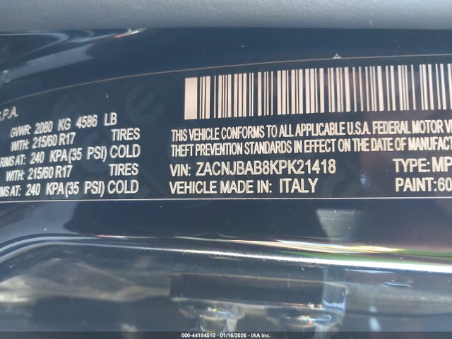 ZACNJBAB8KPK21418 Jeep Renegade Upland 4x4