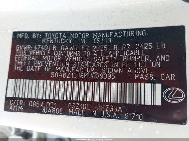 2019 LEXUS ES 350 58ABZ1B18KU039395 Photo 8