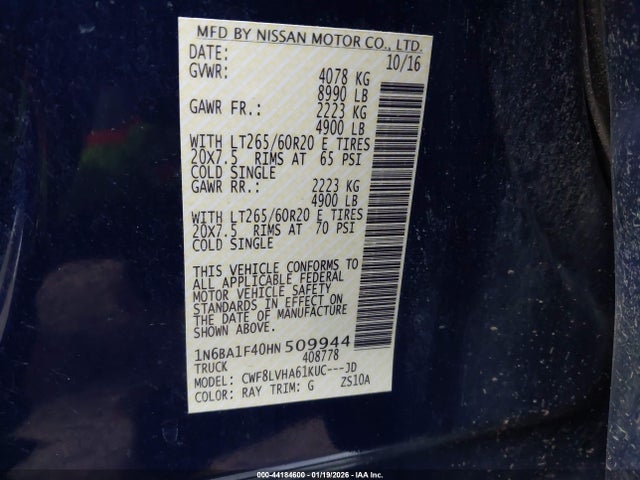 1N6BA1F40HN509944 Nissan Titan Xd Sl Diesel