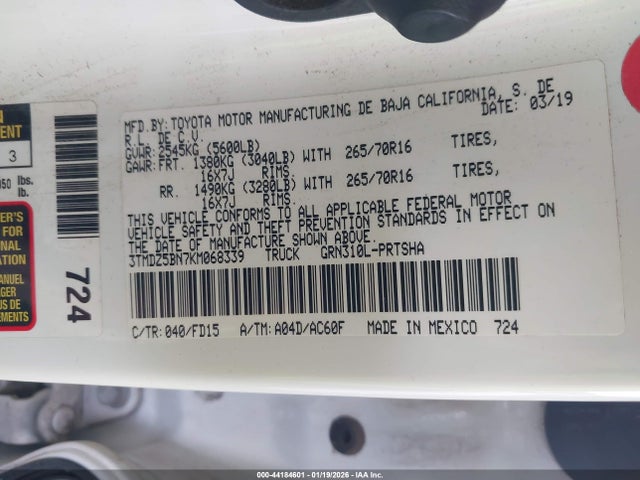 3TMDZ5BN7KM068339 Toyota Tacoma Trd Off Road