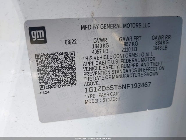 1G1ZD5ST5NF193467 Chevrolet Malibu Fwd Lt