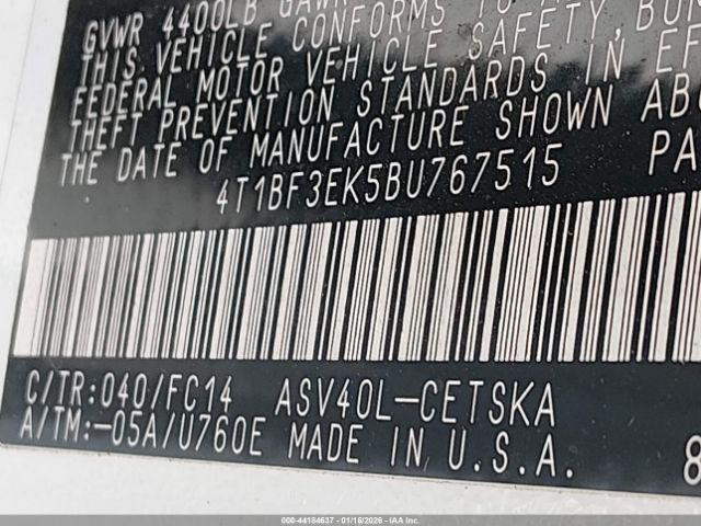 2011 TOYOTA CAMRY 4T1BF3EK5BU767515 Photo 8