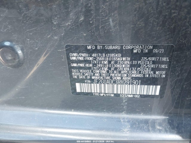 2024 Subaru Crosstrek Premium მანქანა იყიდება აუქციონზე, vin: JF2GUADC3RH291901, აუქციონის ნომერი: 44184663