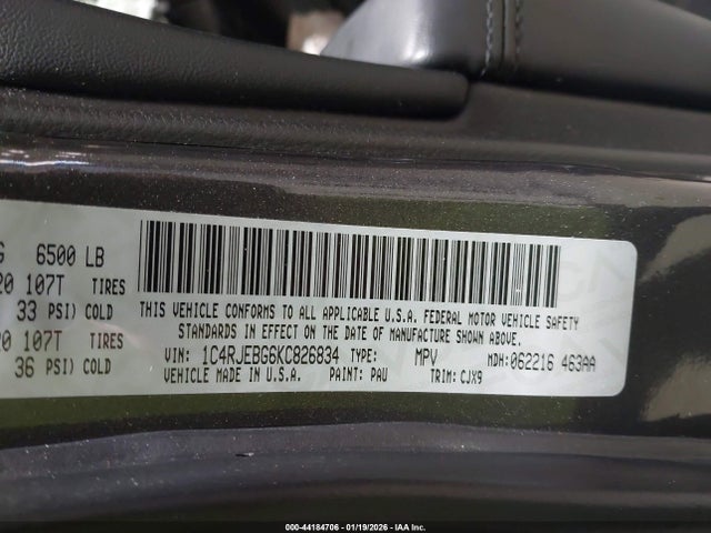 2019 JEEP GRAND CHEROKEE 1C4RJEBG6KC826834 Photo 8